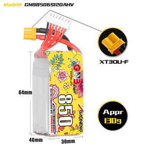 แบตเตอรี่ลิโพ GNB 2S 3S 4S 6S สำหรับโดรน ความจุ 650mAh 850mAh แรงดัน 7.6V <span class=keywords><strong>11.4V</strong></span> 15.2V 22.8V 120C พร้อมหัวต่อ XT30 สำหรับโดรน FPV เฮลิคอปเตอร์ เครื่องบิน - Product Image 5