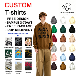 เสื้อฮู้ดดี้ผู้ชายผ้าฝ้ายเนื้อหนานุ่ม ทนทาน ใส่สบาย ระบายอากาศดี ดีไซน์เรียบง่าย สวมใส่สบายๆ ทรงโอเวอร์ไซส์ - Product Image 1