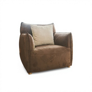 Fauteuil moderne en velours avec pieds en bois, dossier solide et rembourrage en éponge, chaise de salon contemporaine, mobilier de loisirs, siège d'appoint pour la maison - Product Image 4