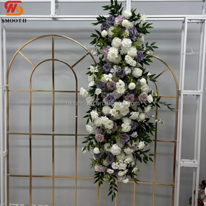 SMOOTH 2026 - Camino de Mesa de Flores de Seda Hecho a Mano con Rosas Blancas y Moradas, Decoración para Centro de Mesa de Boda - Product Image 2