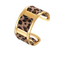 Bracelets Chaîne de Luxe pour Femme à Imprimé Léopard en Acier Inoxydable, Manchette Réglable Style Cubain Enveloppée d'Écharpe