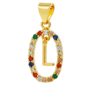Colgante de <span class=keywords><strong>Letra</strong></span> Inicial con Micro Pavé de Circonitas Cúbicas Arcoíris, Charm de Alfabeto Colorido, Chapado en Oro de 18K, para Fabricación de Joyas DIY, Pulseras <span class=keywords><strong>y</strong></span> Collares - Product Image 6