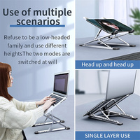 Support d'ordinateur portable universel pliable en aluminium à double hauteur réglable, format de poche, pour bureau - Vente en gros