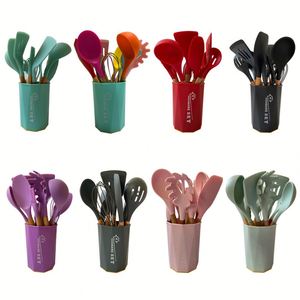 Ensemble d'ustensiles de cuisine intelligents en bois et bambou, ensemble d'ustensiles de cuisson en silicone, liste de fournisseurs d'outils de cuisine - Product Image 5