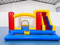 Château gonflable commercial JIALE JL-3006 sur le thème du cirque, toboggan 3,6x3,8m en PVC pour aire de jeux extérieure pour enfants