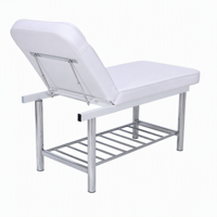 Table de massage esthétique de luxe portable avec dossier réglable, appui-tête détachable et structure en acier inoxydable pour les soins