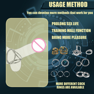 Sexbay En Yeni 6 Tasarım S/L Paslanmaz Çelik Çiftler İçin Seks Metal Sünnet Klipsi Egzersiz Penis Büyütücü Erkek Sünnet Derisi Penis Halkası - Product Image 3