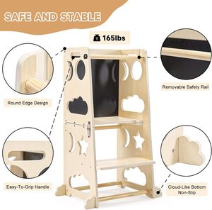 JQ Wooden Torre De Aprendizaje Lernturm Kids Foldable Kid Toddler <strong>Montessori</strong> Folding Step Stool Learning <strong>Tower</strong> for Kids - Product Image 4