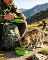 Bol de voyage pliable pour animaux de compagnie, bol à eau pour chien extensible en silicone de qualité alimentaire, portable avec crochet pour les voyages en plein air
