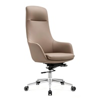 Chaise de bureau de direction en cuir PU, cadre en aluminium, pivotante, dossier haut, hauteur réglable, siège de bureau ergonomique