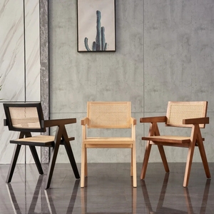 Factory Wholesale Hotel Party <b>Black</b> Rattan Solid Wood Restaurant <b>Dining</b> <b>Chairs</b> - Product Image 5