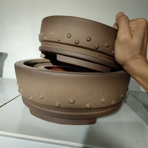 Pots de bonsaï de style antique non émaillés classiques de Yixing pots ronds avec clou - Product Image 2