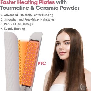 Plancha de Pelo Quico 110-240V, Cerámica, Color Rosa, Tamaño de Viaje, Calentamiento Rápido en 15s, 120-210°C, Estilizador de Cabello para Mujer - Product Image 6