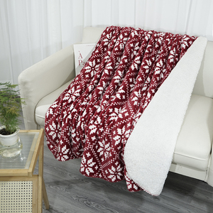Christmas <strong>Throw</strong> Blanket | <strong>Red</strong> Snowflake Christmas Fleece Blanket | Soft, Plush, Warm Winter Cabin <strong>Throw</strong>, (<strong>Red</strong>/White Snowflake) - Product Image 3