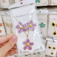 Groothandel RVS Emaille Bloem Vlinder Hart Fruit Schelp Oorbellen Set met bijpassende hanger ketting sieraden voor vrouwen
