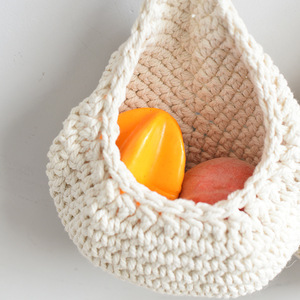 Sac en filet en forme de goutte d'eau en corde de coton tressée à la main, sac de rangement pour fruits et légumes en corde de chanvre au crochet, décoration murale pour plantes - Product Image 3