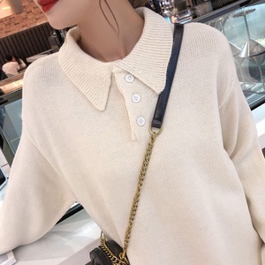 Tendenza vendita calda autunno inverno corea in tinta unita oversize <span class=keywords><strong>Polo</strong></span> collo collo maglioni <span class=keywords><strong>donna</strong></span> taglie forti abiti lunghi in maglia - Product Image 6
