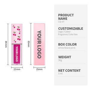 MLM Customizable Fruit Pattern Square Tube <b>Lip</b> Oil, Custom Color Cap, Plumping Watery <b>Lip</b> Gloss 3pcs Kit fuller <b>lips</b> oil - Product Image 2