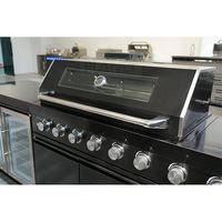 Ensemble de barbecue d'extérieur trois pièces noir avec évier, armoire à boissons et meuble de camping pour jardin