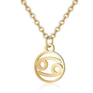 Meilleure vente 12 femmes en acier inoxydable signe du zodiaque pendentif collier plaqué or 12 bijoux du zodiaque avec chaîne à maillons - Product Image 3