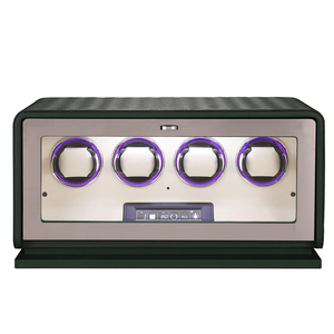 Embers 2024 V-Series - Estuche de Lujo para Relojes, Popular, de Cuero, MDF y Metal, con 4 Ranuras, Negro, Verde, Naranja, Luz LED, Control Táctil - Product Image 3