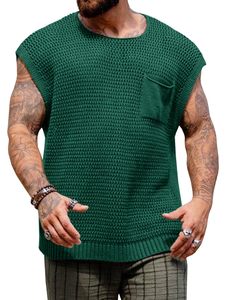 Débardeurs en crochet décontractés pour hommes Summer Beach <span class=keywords><strong>Hippie</strong></span> Knitted Sweater Vest Cap - Product Image 6