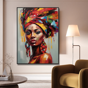 Vendita Calda Dipinto Fatto a Mano Moderno Ritratto di Donna <span class=keywords><strong>Africana</strong></span> <span class=keywords><strong>Arte</strong></span> da Parete - Product Image 4