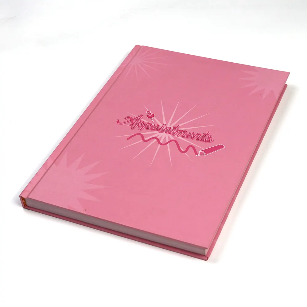 Custom A5 Hardcover Case Binding Roze Letter Full Color Printing Journal Planner