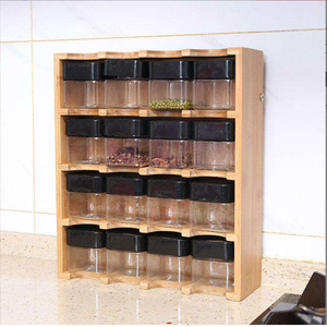 Étagère à épices pliable en bambou HOSTK à 4 niveaux, 16 compartiments, type autoportant, organisateur de <span class=keywords><strong>rangement</strong></span> de <span class=keywords><strong>cuisine</strong></span>, tiroir de comptoir - Product Image 3