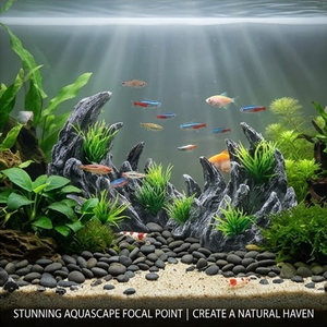 Accessoire décoratif pour aquarium, paysage artificiel de montagne, pierre, arbre, roche, grotte, plastique, ornement moderne pour aquarium, boîte, tige - Product Image 2