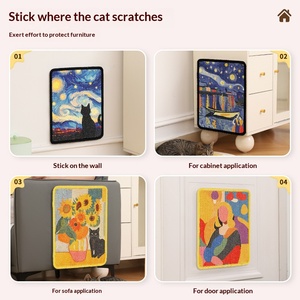 Griffoir mural vertical en sisal pour chat, peinture à l'huile, multi-usages, sans peluches, tapis à gratter pour chat, vente en gros - Product Image 6