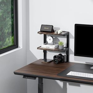 Double Layer <b>Desktop</b> Storage Rack Tiger Stripe Brown Tabletop Mount Office Organizer for Books and Miscellaneous Items - Product Image 2