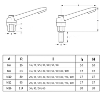 Levier de serrage en métal, poignées réglables pour machines, m4 M5 M6 M8 M10 M12 M12 M12 16