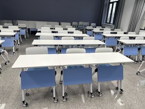 Muebles para sala de entrenamiento, mesa de estudiante, mesa de escritorio plegable móvil, colorida y multifuncional, mesa larga de 1,2-1,4 M para dos - Product Image 5