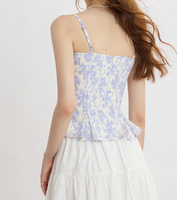 Débardeur court à imprimé floral avec bretelles, décolleté halter, volants et laçage, style décontracté d'été pour femme