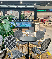 Chaise de salle à manger empilable en rotin imperméable style bambou, pour extérieur, jardin, patio, restaurant, cour, café, style parisien