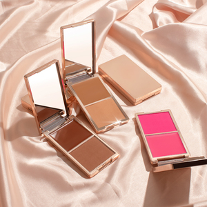 메이크업 하이라이터 컨투어 브론즈 블러쉬 팔레트 럭셔리 천연 루즈 크림 커스텀 로고 2 색 비건 블러쉬 팔레트 - Product Image 1