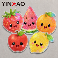 Autocollant holographique de fruits découpé sur mesure, motif fraise et pastèque Kawaii, étanche et écologique pour journal et bagages