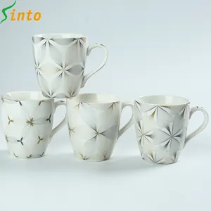 Tazas blancas en blanco de 12oz, diseño simple personalizado, Impresión de calcomanías, taza de café de cerámica