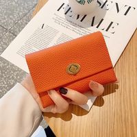 Tas Kartu Mini dompet koin kompak eksplosif produk baru merah jaring mewah penutup kancing PU dompet semua dalam satu