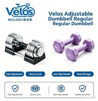 Haltères réglables Velos 32 kg avec cadran intelligent, en acier chromé, pour entraînement de musculation