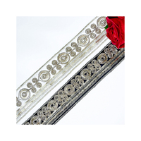 LEIXUSI 4,5 cm – Bordure en dentelle à sequins et cordon doré ethnique, faite à la main pour costume Dai, accessoires traditionnels DIY