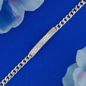 Pulsera de Oro Sólido de 18k con Diamantes Naturales, Diseño Curvo, Eslabones Cubanos con Incrustaciones de Diamantes - Product Image 6