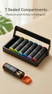 Boîte de rangement empilable coloré quotidien rappel de médicaments pilulier - Product Image 3