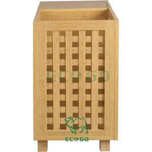 Cesto de ropa sucia de bambú con 3 cajones Cesta de almacenamiento de ropa sucia grande de bambú de madera Cesto de ropa dividida - Product Image 4