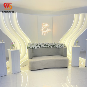 SMOOTHWedding Party Decoration <b>White</b> Curved Panels <b>Acrylic</b> PVC Wedding Panels Backdrop With LED light for Stage Wall Decoration - Product Image 1