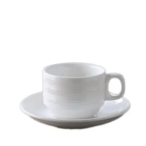 2023 Steel porcelain white coffee mug with tray ceramic coffee and tea cups with handle custom logo