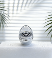 Pot cosmétique en forme d'œuf en plastique AS, vente en gros, étiquette privée OEM, faible MOQ, emballage de maquillage vide avec logo personnalisé