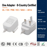 Alimentation à découpage personnalisée 5V 3A 15W certifiée UKCA CE, adaptateur mural AC/DC pour importateurs B2B, routeur de sécurité CCTV, sortie stable