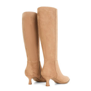 אופנה מחודד באופנה צד רוכסן נמוך חתלתול הברך עקבים גבוהים חורף בז 'זמש עור אמיתי נעליים - Product Image 2